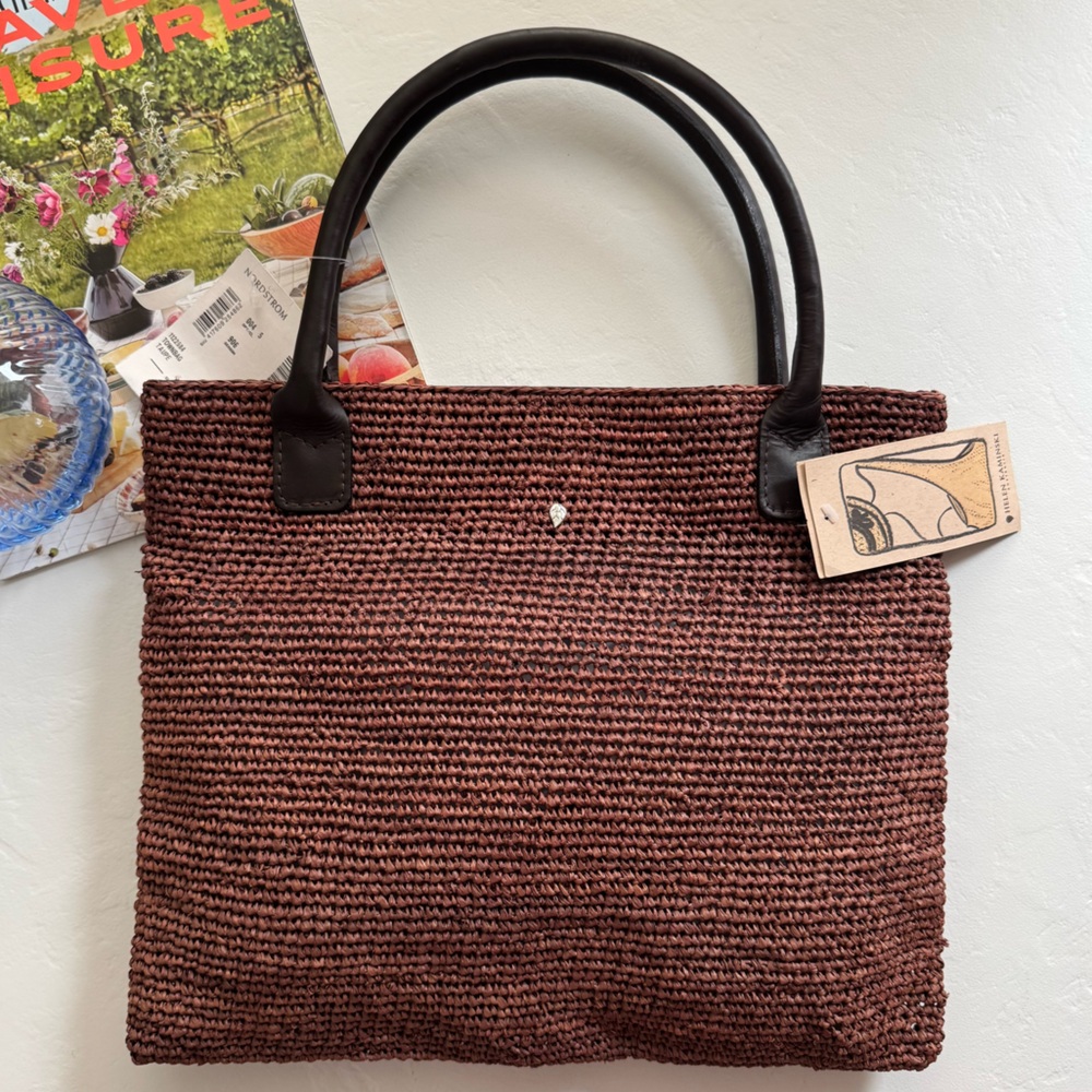 Helen Kaminski Raffia Tote with Leather Handles NWT